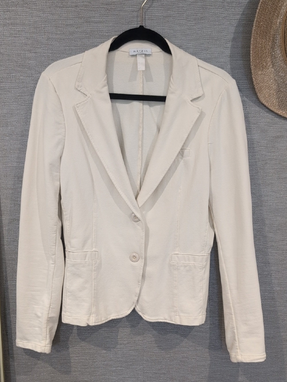 Margot Cream Single-Breasted Notch Lapel Blazer